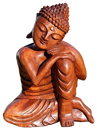 Super schöner ruhender 30 cm Buddha Meditation Holz Budda Feng Shui BMKNIER30 von Wogeka