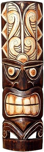 Wogeka Schöne 50 cm Tiki Holz Maske Neuseeland Maori Wandmaske Handarbeit Bali Maske86 von Wogeka