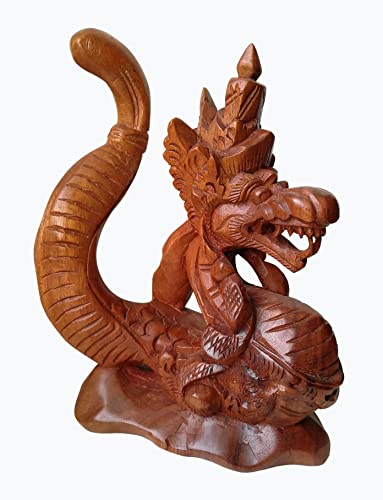 Wogeka - 16 cm chinesischer Drache - Handarbeit aus Holz geschnitzt Figur als Geschenk-Idee zu Geburtstag Weihnachten zur Dekoration Feng Shui von Wogeka