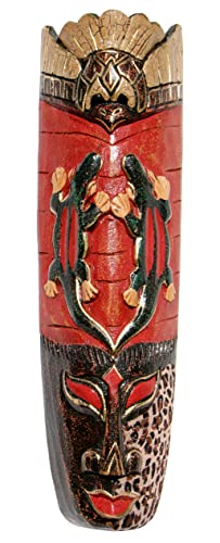 Wogeka - 50 cm Batik Ethno Wand-Maske - im Afrika Style aus Holz als Geschenk-Idee zu Weihnachten Geburtstag Dekoration - Handarbeit Schnitzerei von Bali BATIK04 von Wogeka