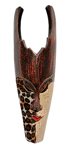 Wogeka - 50 cm Batik Ethno Wand-Maske - im Afrika Style aus Holz als Geschenk-Idee zu Weihnachten Geburtstag Dekoration - Handarbeit Schnitzerei von Bali BATIK09 von Wogeka