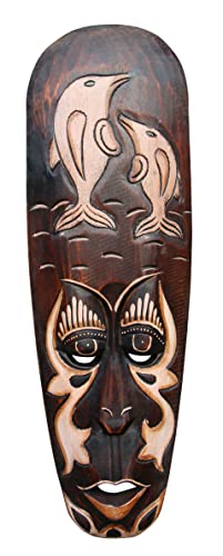 Wogeka - 50 cm Delfin Wand-Maske - im Ethno Style Afrika aus Holz als Geschenk-Idee zu Weihnachten Geburtstag Dekoration - Handarbeit Schnitzerei von Bali Maske80 (Maske80a) von Wogeka