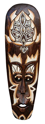 Wogeka - 50 cm Schildkröten Wand-Maske - im Ethno Style Afrika aus Holz als Geschenk-Idee zu Weihnachten Geburtstag Dekoration - Handarbeit Schnitzerei von Bali Maske59 (Maske59a) von Wogeka