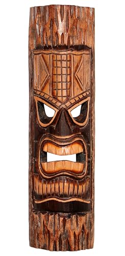 Wogeka - 50 cm TIKI Maori Wand-Maske - im Neuseeland Style aus Holz als Geschenk-Idee zu Weihnachten Geburtstag Dekoration - Handarbeit Schnitzerei von Bali (Maske37) von Wogeka