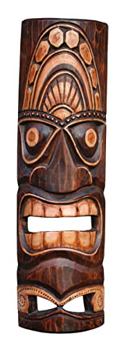 Wogeka - 50 cm TIKI Maori Wand-Maske - im Neuseeland Style aus Holz als Geschenk-Idee zu Weihnachten Geburtstag Dekoration - Handarbeit Schnitzerei von Bali Maske92 von Wogeka