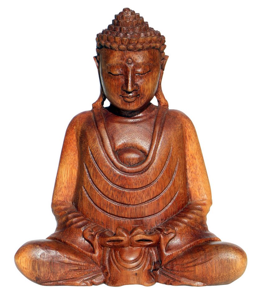 Wogeka Buddhafigur Meditation Buddha Hand unten Holz-Figur Feng Shui von Wogeka