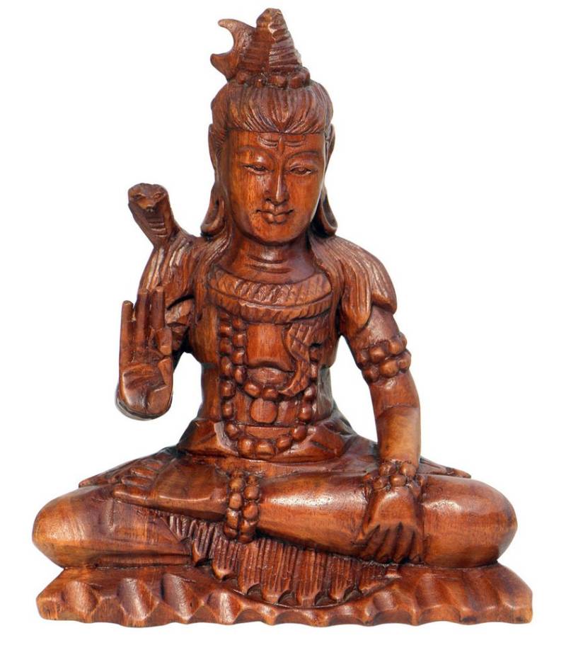 Wogeka Buddhafigur Shiva Meditation Buddha Holz-Figur Feng Shui von Wogeka