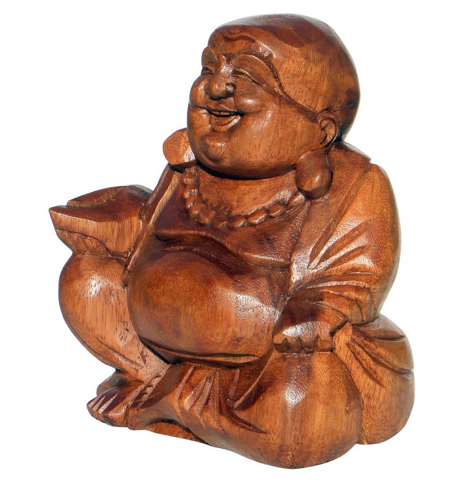 Wogeka Buddhafigur lachender Happy Buddha Holz-Figur von Wogeka