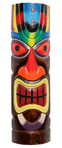 Wogeka - Bunte 50 cm TIKI Maori Wand-Maske - im Neuseeland Style aus Holz als Geschenk-Idee zu Weihnachten Geburtstag Dekoration - Handarbeit Schnitzerei von Bali (TIKIB03) von Wogeka