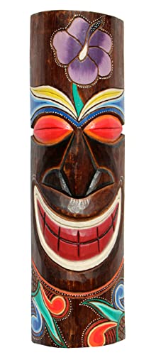 Wogeka - Bunte 50 cm TIKI Maori Wand-Maske - im Neuseeland Style aus Holz als Geschenk-Idee zu Weihnachten Geburtstag Dekoration - Handarbeit Schnitzerei von Bali (TIKIB05) von Wogeka