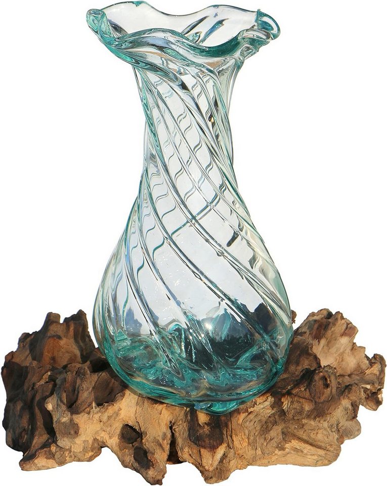 Wogeka Dekovase Dekovase Glas-Vase Venezia" auf Wurzel-Holz Teakholz Gamal" von Wogeka