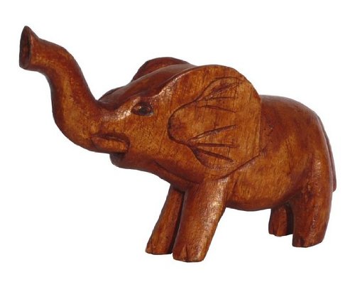 Wogeka - Kleiner afrikanischer Elefant - Holz-Tier Afrika Figur Dekoration Handarbeit Schnitzerei Geschenk-Idee für Geburtstag und Weihnachten KTier 54 von Wogeka