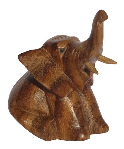 Wogeka Kleiner sitzender Elefant Holz Tier Afrika Figur Dekoration Handarbeit Schnitzerei Geschenk-Idee KTier 55 von Wogeka