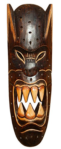 Wogeka Schöne 50 cm Teufel Holz Maske Gothik Afrika Wandmaske Handarbeit Bali Maske69 von Wogeka