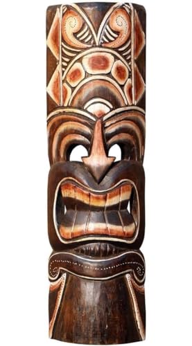 Wogeka Schöne 50 cm Tiki Holz Maske Neuseeland Maori Wandmaske Handarbeit Bali Maske87 von Wogeka