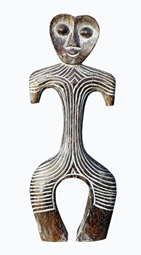 Wogeka - Schöne Tiki Figur - Schnitzerei aus Holz als Geschenk-Idee zu Geburtstag Weihnachten zur Dekoration Neuseeland Handarbeit (03 braun-weiß) von Wogeka