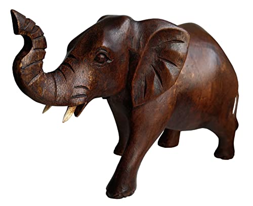 Wogeka - Schöner Elefant - Schnitzerei aus Holz als Geschenk-Idee zu Geburtstag Weihnachten zur Dekoration Afrika Handarbeit Elefant34 von Wogeka
