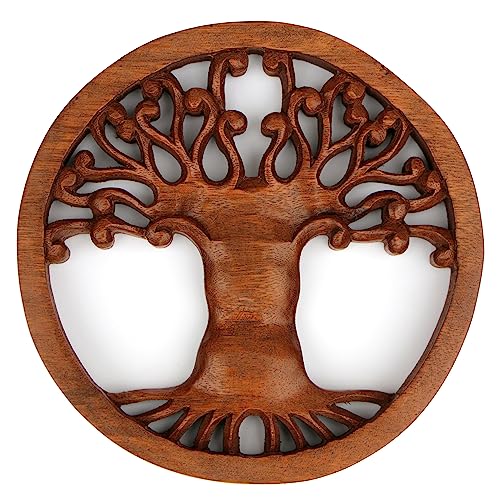 Wogeka - Super schönes 19 cm Lebensbaum-Relief - Handarbeit aus Holz geschnitzt als besondere Geschenk-Idee für Asia Fans zu Geburtstag, Weihnachten zur Wand-Deko Dragon Feng Shui Rel40 von Wogeka