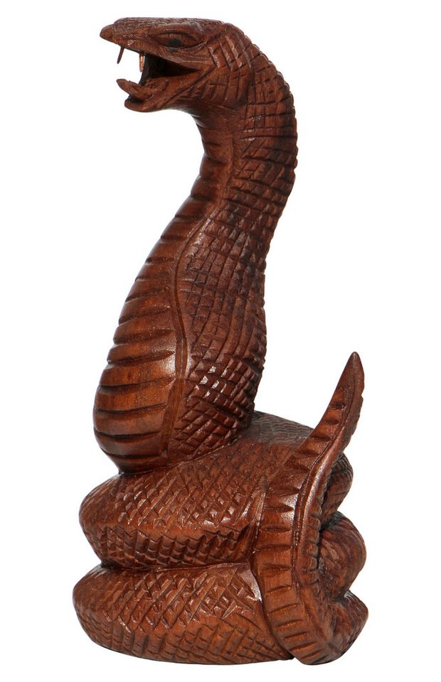 Wogeka Tierfigur Schlange Holz-Figur Kobra Snake Natter Viper Dekoration von Wogeka