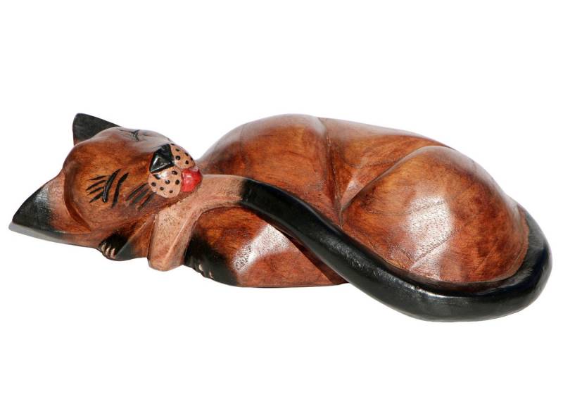 Wogeka Tierfigur schlafende Katze Holz Figur Tier Statue Dekoration Haustier Wogeka Tierfigur schlafende Katze Holz Figur Tier Statue Dekoration Haustier von Wogeka