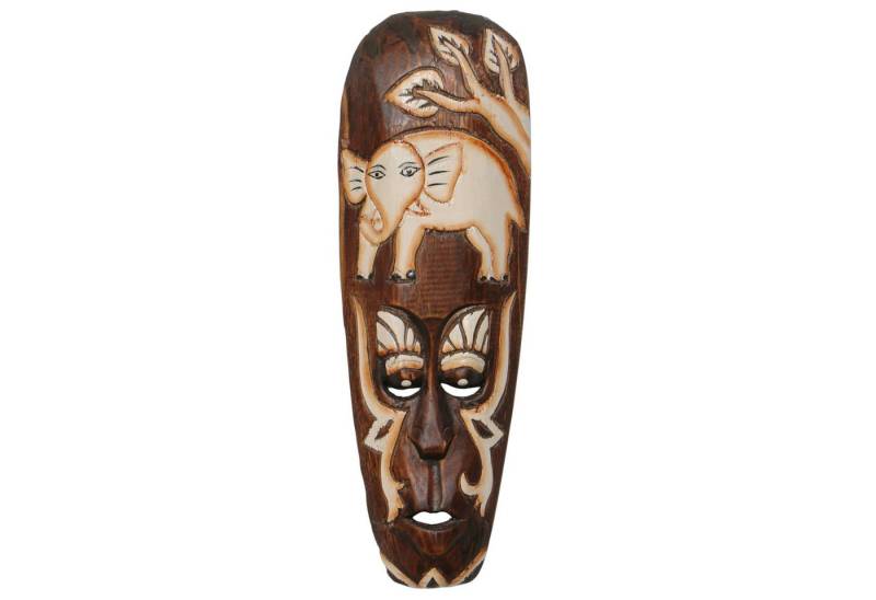 Wogeka Wanddekoobjekt Wand-Maske Elefant 50 cm zum Aufhängen Afrika Wanddeko von Wogeka