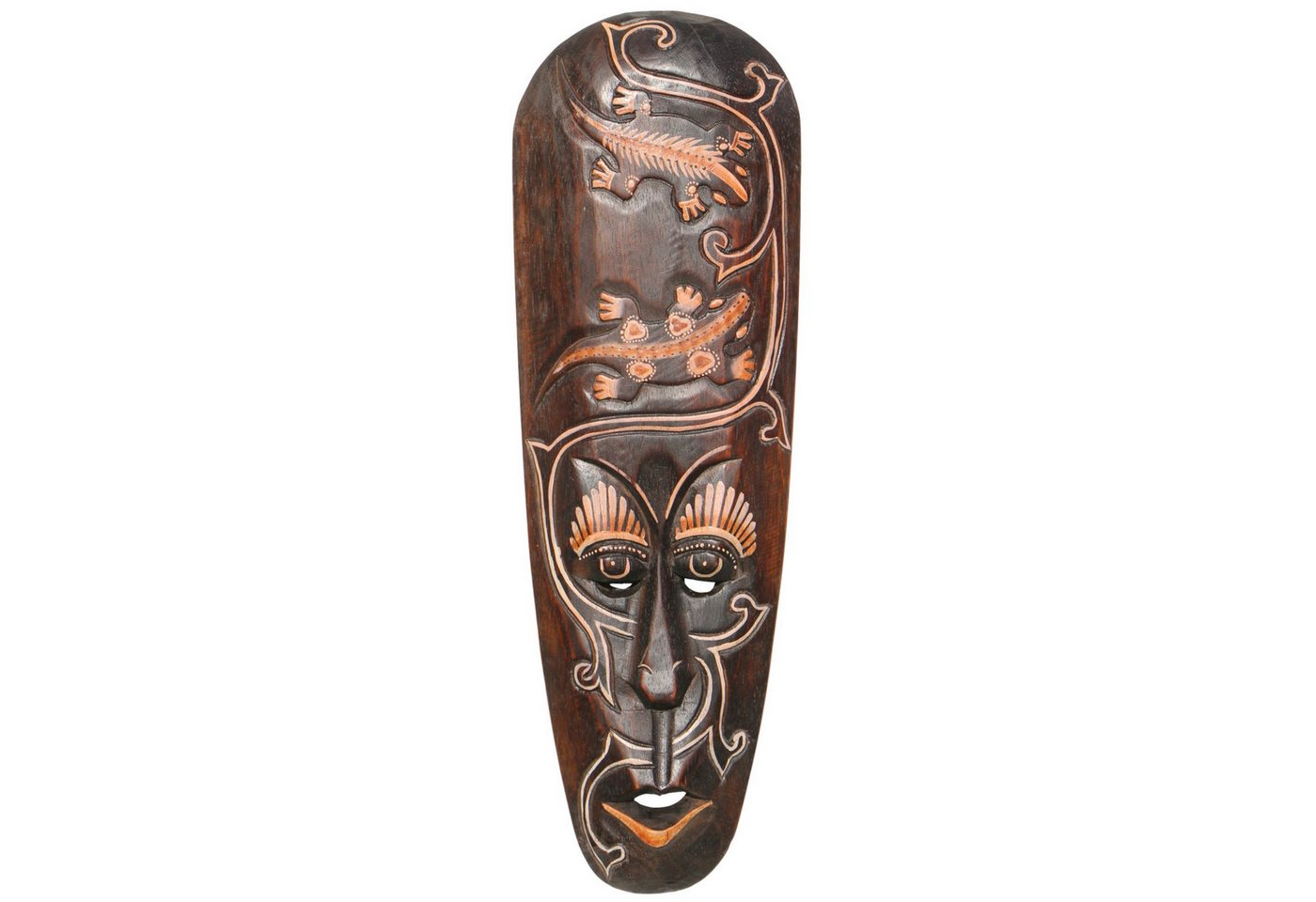 Wogeka Wanddekoobjekt Wand-Maske Gecko 50 cm zum Aufhängen Afrika Wanddeko von Wogeka