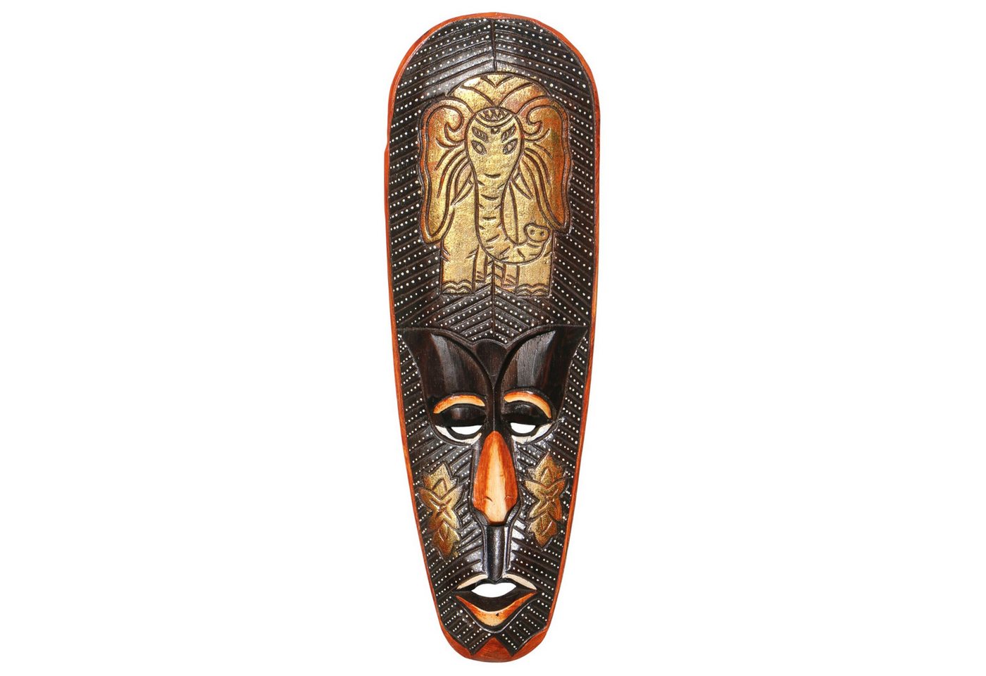 Wogeka Wanddekoobjekt Wand-Maske Gold Elefant 50 cm zum aufhängen Afrika Wanddeko von Wogeka
