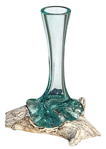 Wogeka - White Line Collection - Glas Vase Classic in Wurzel-Holz Gamal - im modernen Style aus Holz als Geschenk-Idee zu Weihnachten Geburtstag Dekoration (Classic 25w) von Wogeka