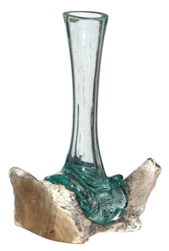Wogeka - White Line Collection - Glas Vase Classic in Wurzel-Holz Gamal - im modernen Style aus Holz als Geschenk-Idee zu Weihnachten Geburtstag Dekoration (Classic 30w) von Wogeka