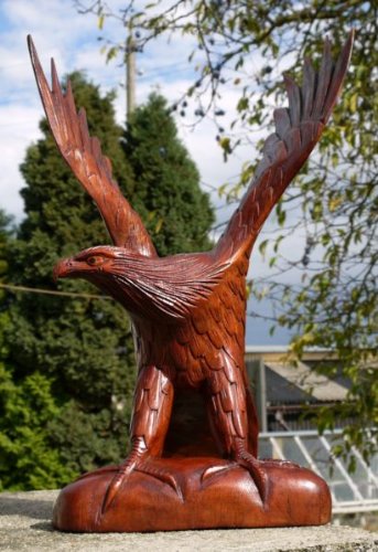 Wogeka riesiger 40 cm Stein Adler Skulptur Dekoration Holz Greifvogel von Wogeka
