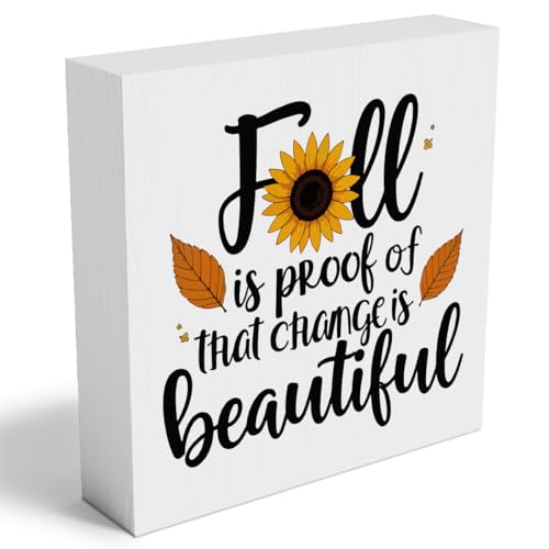 Rustikales Holz-Schild mit Aufschrift "Autumn is Proof That Change is Beautiful", Bauernhaus-Kunstwerk-Dekor, Herbst, Erntedankfest, quadratisches Holzschild, Schreibtischblock, Schilder, Zuhause Rustikales Holz-Schild mit Aufschrift "Autumn is Proof That Change is Beautiful", Bauernhaus-Kunstwerk-Dekor, Herbst, Erntedankfest, quadratisches Holzschild, Schreibtischblock, Schilder, Zuhause von Woght