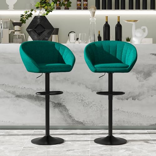 Wohenster Barhocker 2er Set Drehstuhl aus Stoff Barhocker Höhenverstellbar 80-101cm Grüner Bar Hocker mit Lehne Barstuhl Bar Stool Stühle Barstühle Tresenhocker Küchenhocker für Esszimmer Theke Wohenster Barhocker 2er Set Drehstuhl aus Stoff Barhocker Höhenverstellbar 80-101cm Grüner Bar Hocker mit Lehne Barstuhl Bar Stool Stühle Barstühle Tresenhocker Küchenhocker für Esszimmer Theke von Wohenster