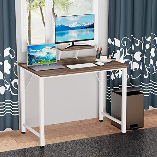 Wohenster Schreibtisch mit Monitorständer, Stabil Gaming Tisch Computertisch, Laptoptisch mit Kleiner Abnehmbarem Ständer, Wasserdicht Tischplatte, 80x40x74cm PC Desk für Büro Wohnzimmer,Braun von Wohenster
