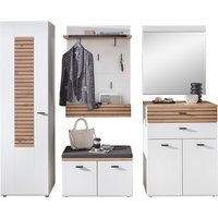 Wohn-Concept Fresno Garderoben-Kombination Holzwerkstoff Weiß matt/Eiche Artisan von Wohn-Concept