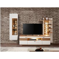 Wohn-Concept Fresno TV-/Wohnlösung Holzwerkstoff Weiß matt/Eiche Artisan von Wohn-Concept