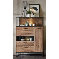 Wohn-Concept Manhattan Highboard Holzwerkstoff/Metall Haveleiche Cognac/Graphit von Wohn-Concept