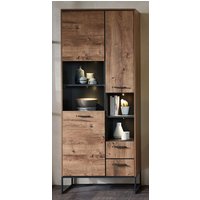 Wohn-Concept Manhattan Vitrine Holzwerkstoff/Metall Haveleiche Cognac/Graphit von Wohn-Concept
