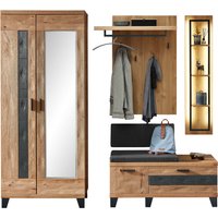 Wohn-Concept Persiko Garderoben-Kombination inkl. LED-Beleuchtung Wildeiche Massivholz von Wohn-Concept