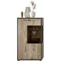 Wohn-Concept Ruben Vitrine Holzwerkstoff/Metall Viking Oak/Schwarz 80x144x40 cm von Wohn-Concept