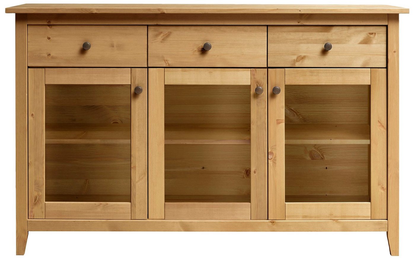 Wohn[glück]lich by Infantil Sideboard Solvita, Schrank mit Glastüren Kommode Kiefer massiv Breite 144 cm Landhaus von Wohn[glück]lich by Infantil