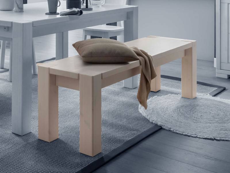 Wohnglücklich Sitzbank Vita Kiefer weiß 180 cm mit Rückenlehne von Wohn[glück]lich