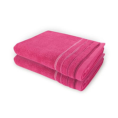 WohnDirect Duschtuch Set 2 teilig - 2 Badetücher (70x140) - Frottee 100% Baumwolle - Pink von WohnDirect