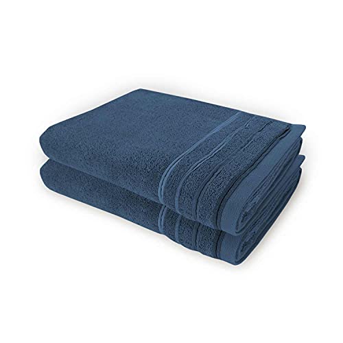 WohnDirect Handtuch Set 2 teilig - 2 Handtücher (50x100) - Frottee 100% Baumwolle - Dunkelblau von WohnDirect