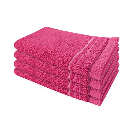 WohnDirect Gästetuch Set 4 teilig - 4 Gäste Handtücher (30x50) - Frottee 100% Baumwolle - Pink von WohnDirect