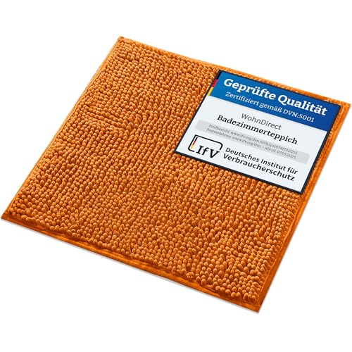 WohnDirect Badematte 45x45cm | Orange | rutschfest & Waschbar, Badezimmerteppich zum Set kombinierbar, Badvorleger, WC Garnitur, Badteppich, Oeko-TEX Zertifiziert von WohnDirect