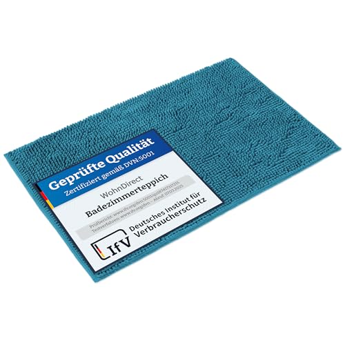 WohnDirect Badematte 70 x 120 cm | Petrol | rutschfest & Waschbar, Badezimmerteppich zum Set kombinierbar, Badvorleger, WC Garnitur, Badteppich, Oeko-TEX Zertifiziert von WohnDirect