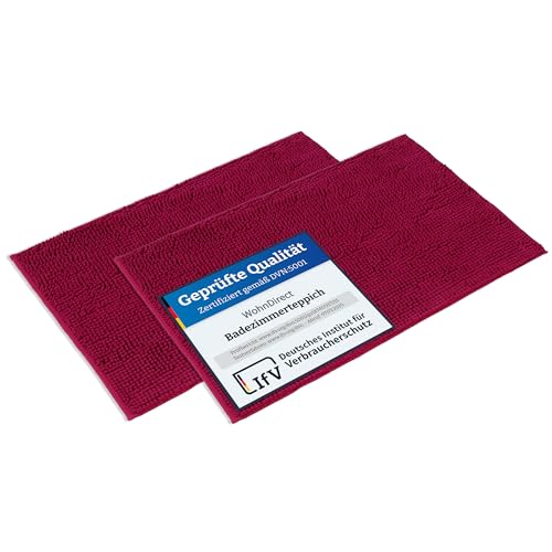 WohnDirect Badematten Set 2 teilig - Beere 70 x 120 cm - rutschfest & Waschbar - Badvorleger, Badezimmerteppich, WC Vorleger von WohnDirect