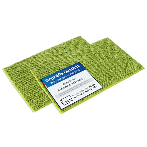 WohnDirect Badematten Set 2 teilig - Grün 70 x 120 cm - rutschfest & Waschbar - Badvorleger, Badezimmerteppich, WC Vorleger von WohnDirect