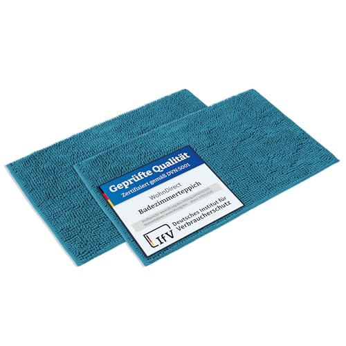 WohnDirect Badematten Set 2 teilig - Petrol 70 x 120 cm - rutschfest & Waschbar - Badvorleger, Badezimmerteppich, WC Vorleger WohnDirect Badematten Set 2 teilig - Petrol 70 x 120 cm - rutschfest & Waschbar - Badvorleger, Badezimmerteppich, WC Vorleger von WohnDirect
