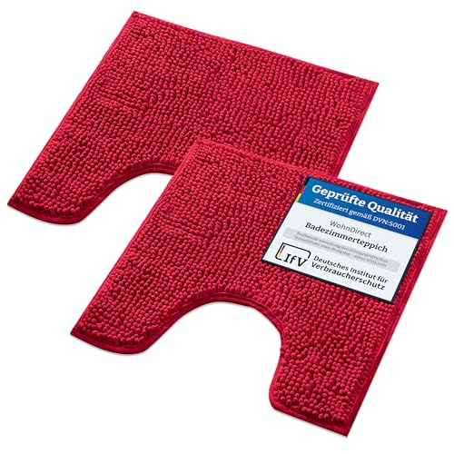 WohnDirect Badematten Set 2 teilig - Rot 45 x 45 cm MIT WC-Ausschnitt - rutschfest & Waschbar - Badvorleger, Badezimmerteppich, WC Vorleger WohnDirect Badematten Set 2 teilig - Rot 45 x 45 cm MIT WC-Ausschnitt - rutschfest & Waschbar - Badvorleger, Badezimmerteppich, WC Vorleger von WohnDirect
